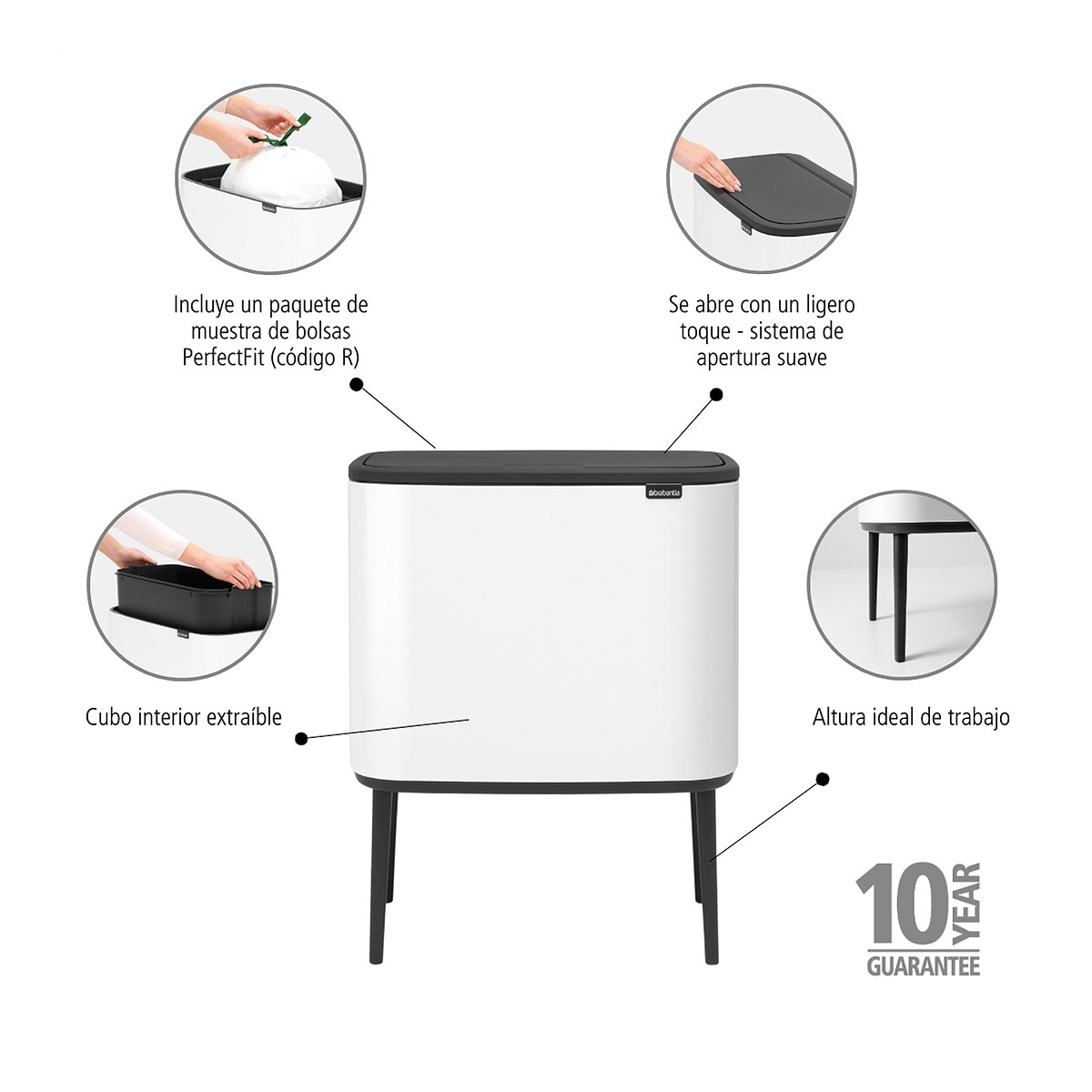 Balde do Lixo BO Touch Bin - 36 L Branco-7