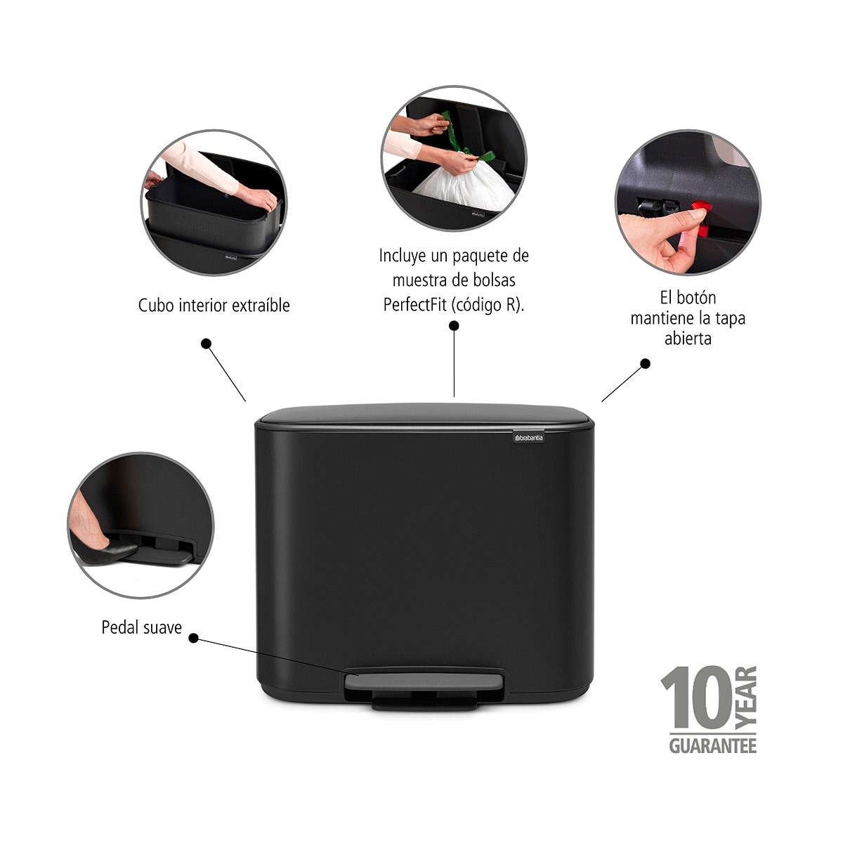 Balde do Lixo com Pedal BO 36 L Preto-2