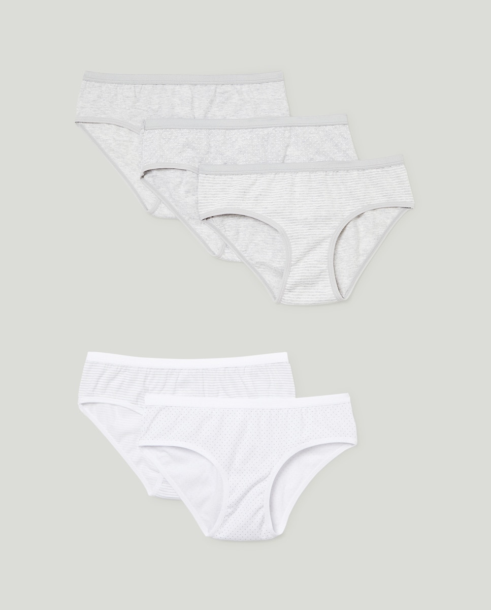 Pack 5 bragas cinturilla elastica de niña Gris claro-1