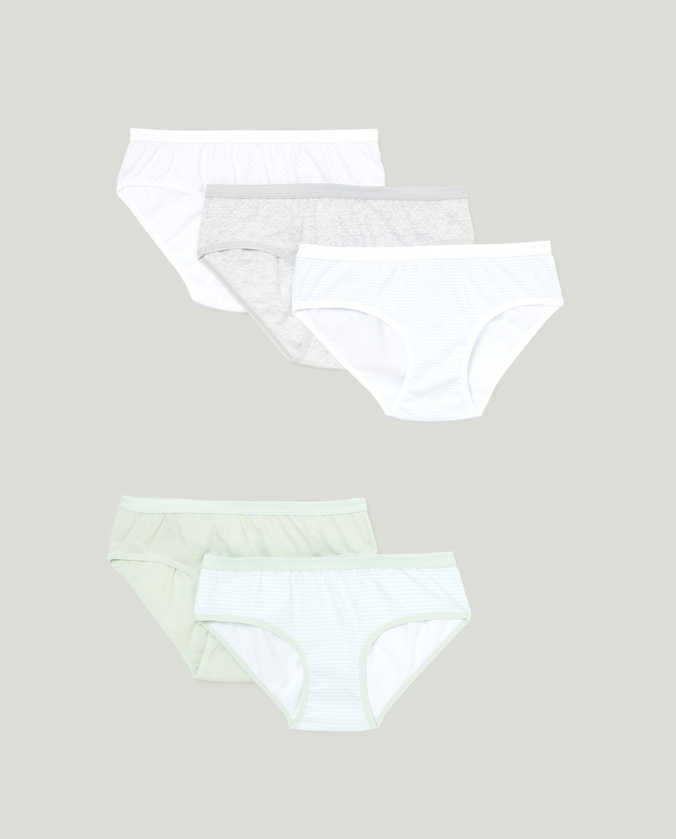 Pack 5 bragas cinturilla elastica de niña Verde-1