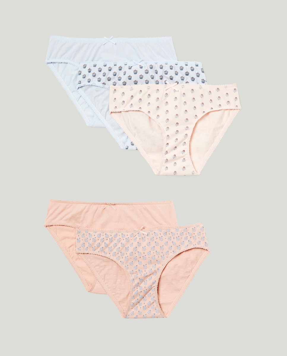 Pack de 5 braguitas de niña estampadas Rosa-1