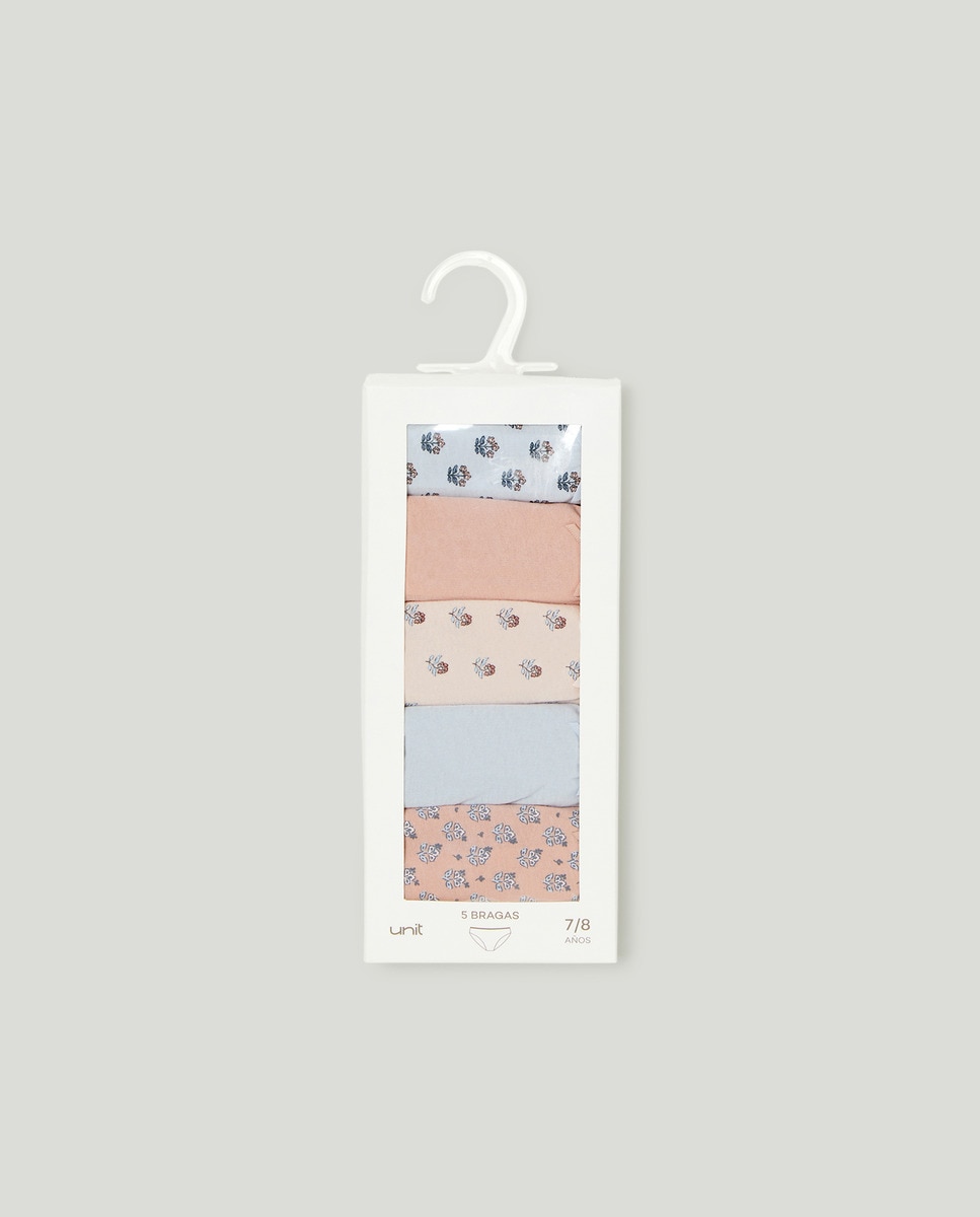 Pack de 5 braguitas de niña estampadas Rosa-4