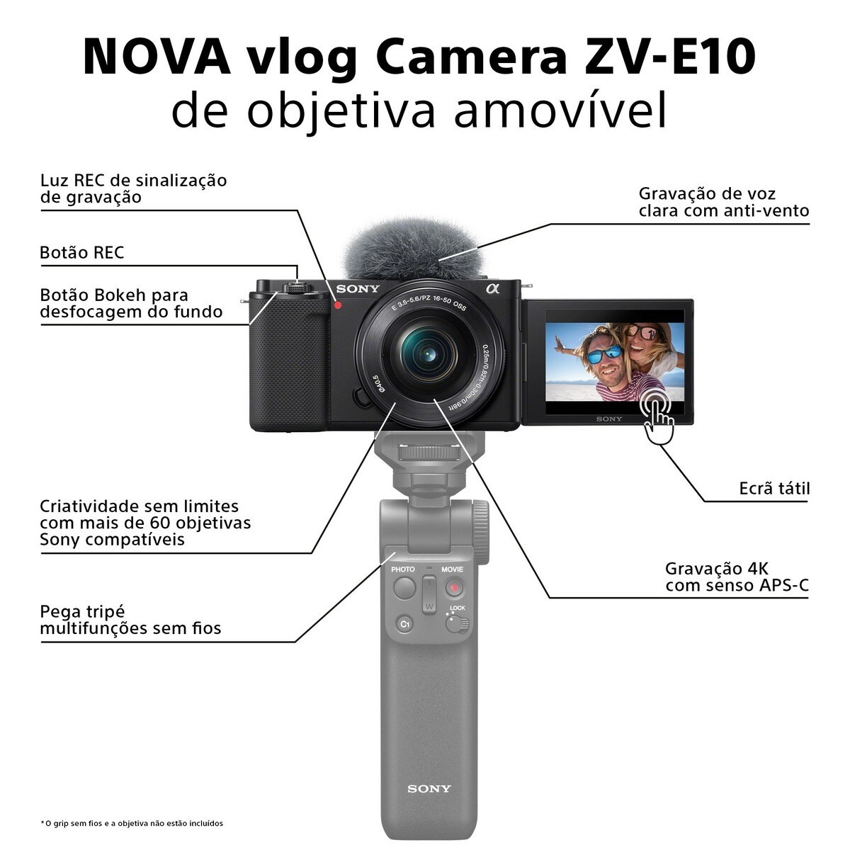 Câmara Sony Alpha ZV-E10 para vlogging (Corpo) Preto-3