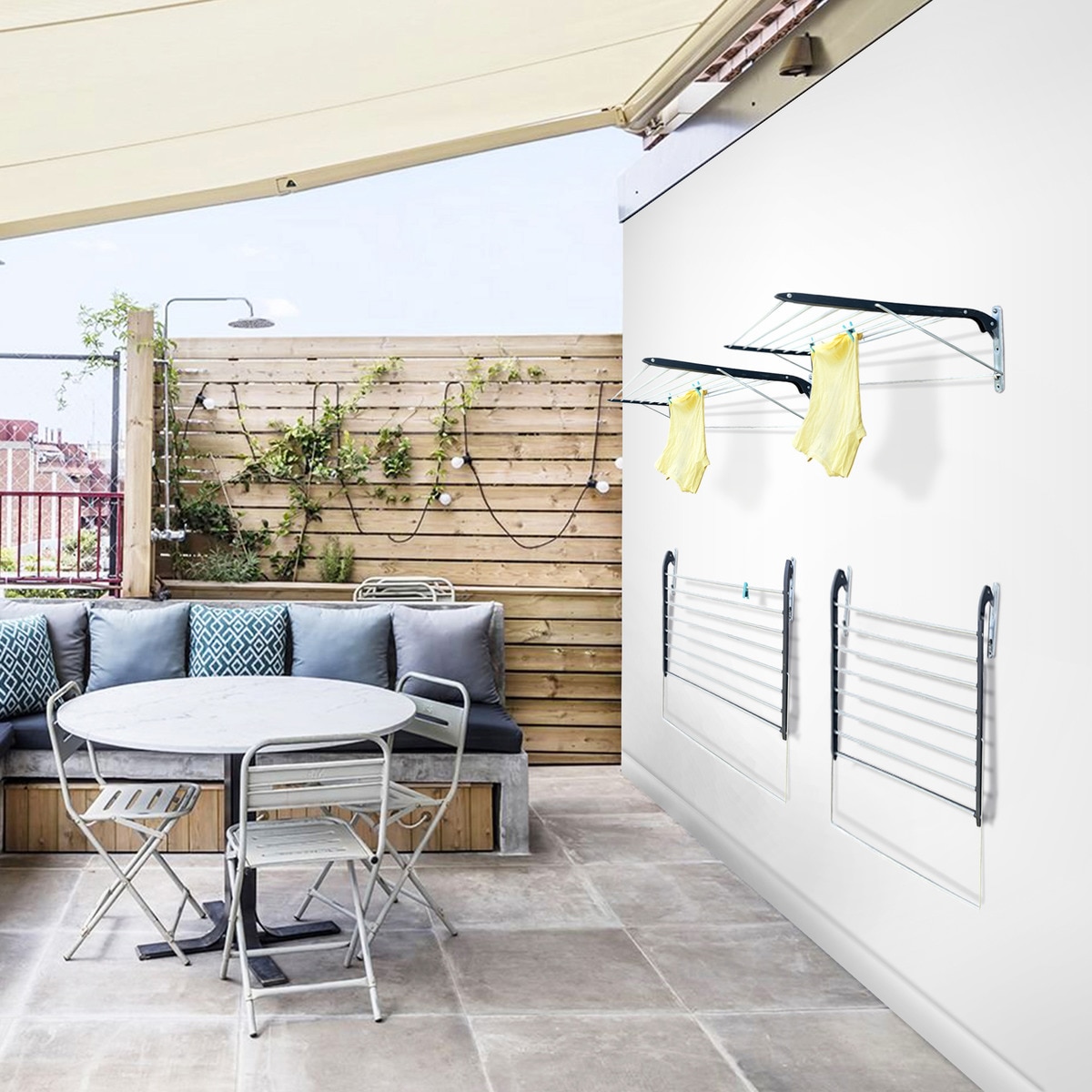 Tendedero de pared plegable Practik Plata-8