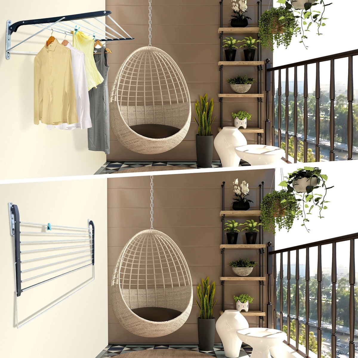 Tendedero de pared plegable Practik Plata-6