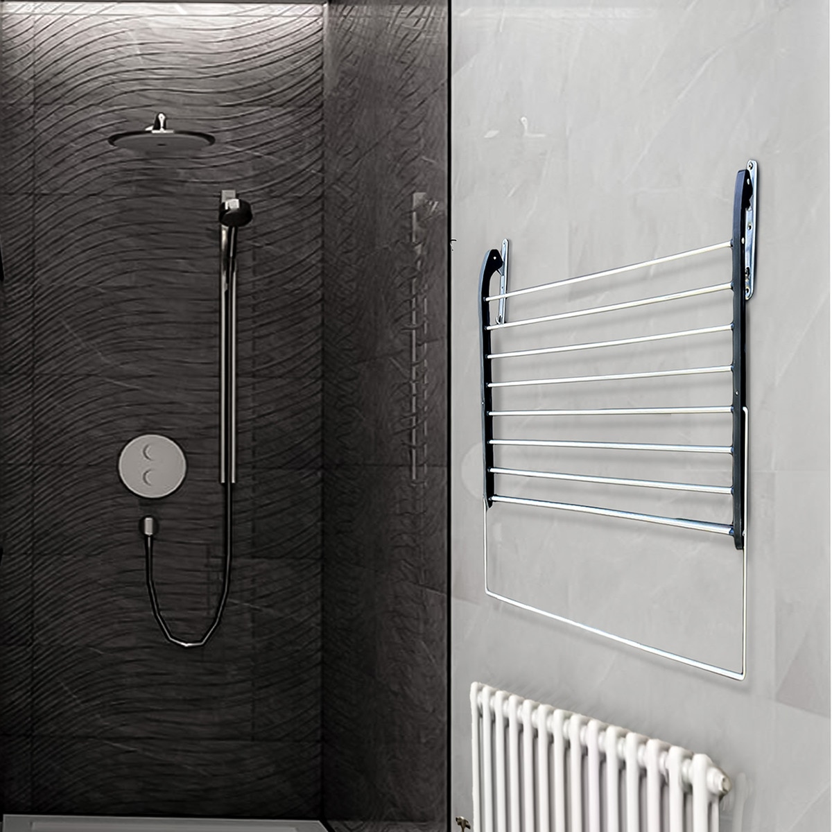 Tendedero de pared plegable Practik Plata-5