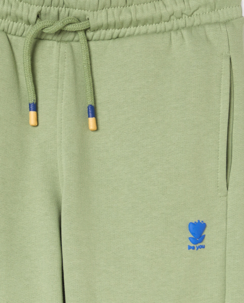 Calças Básicas de Felpa 510 Verde Claro-5