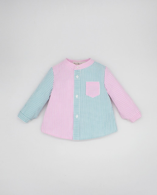 Imagen 0 de Camisa bicolor seersucker verde y rosa