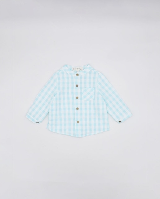 Imagen 0 de Camisa vichy turquesa con bolsillo