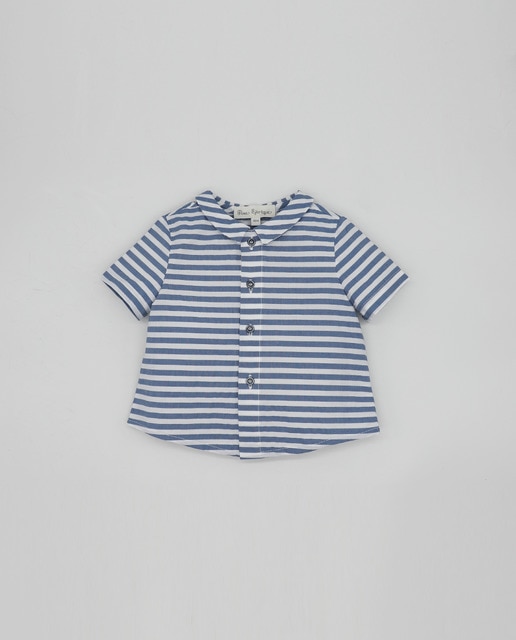 Imagen 0 de Camisa manga corta rayas azul y blanco
