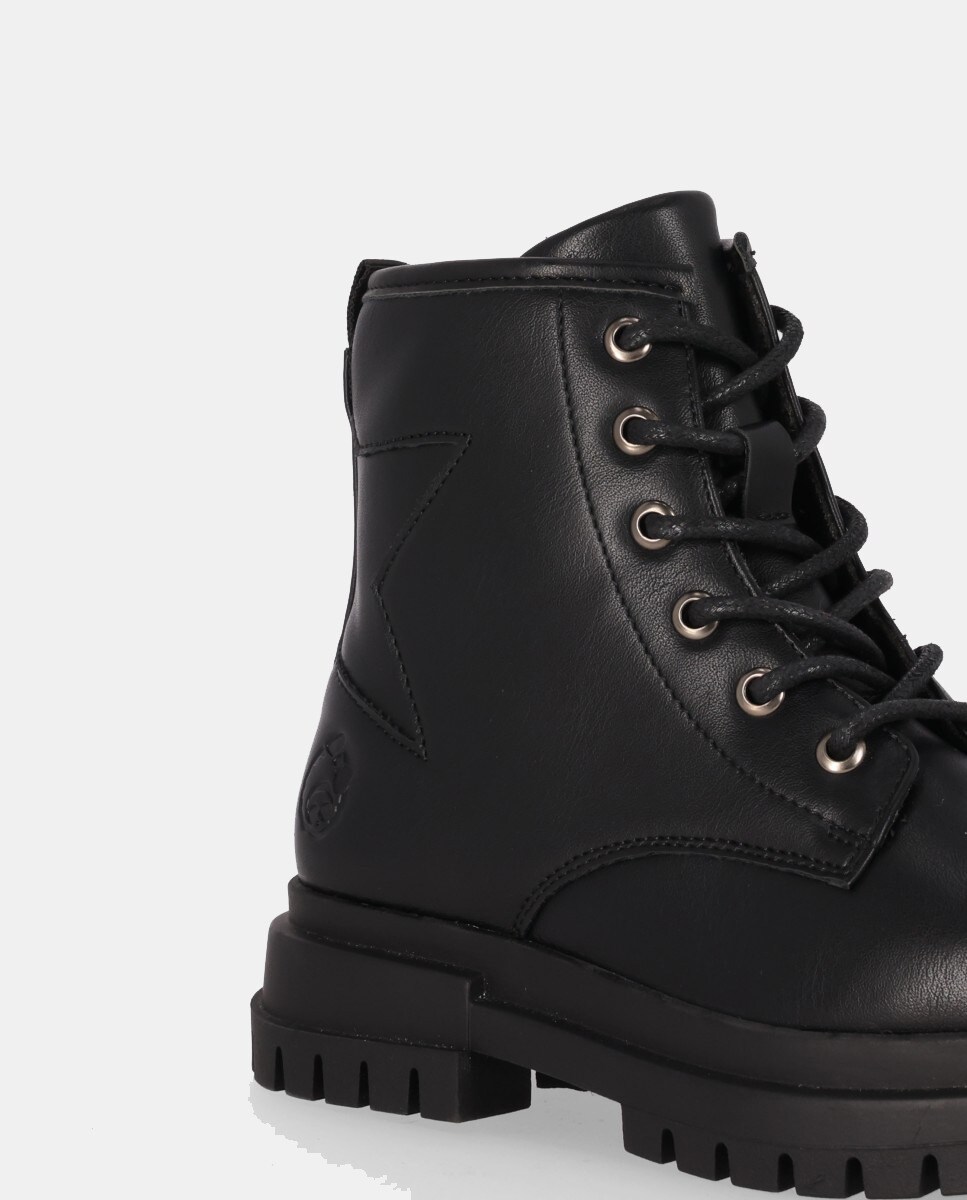 Botas Combat Rasas com Atacadores Preto-5