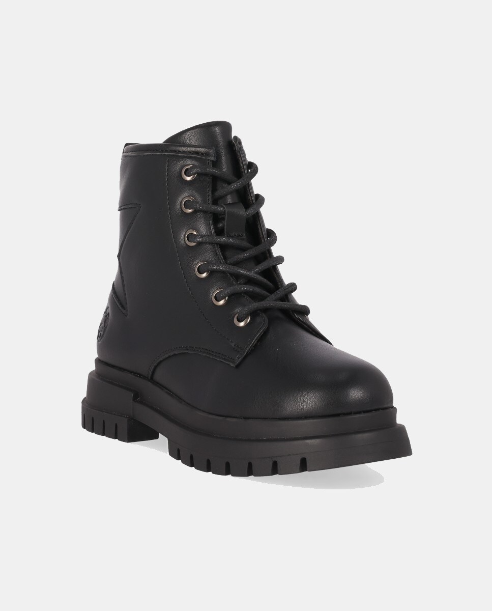 Botas Combat Rasas com Atacadores Preto-2