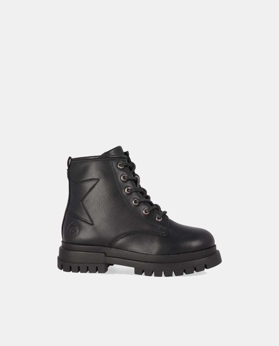 Botas Combat Rasas com Atacadores Preto-1