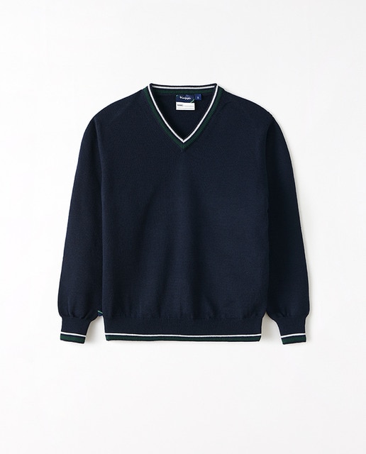 Imagen 0 de Jersey cuello pico con contrastes mezcla lana