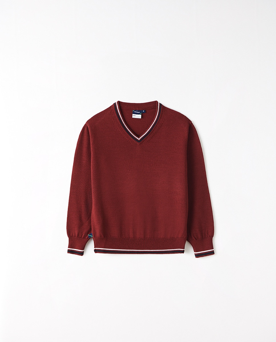 Imagen 0 de Jersey cuello pico con contrastes mezcla lana