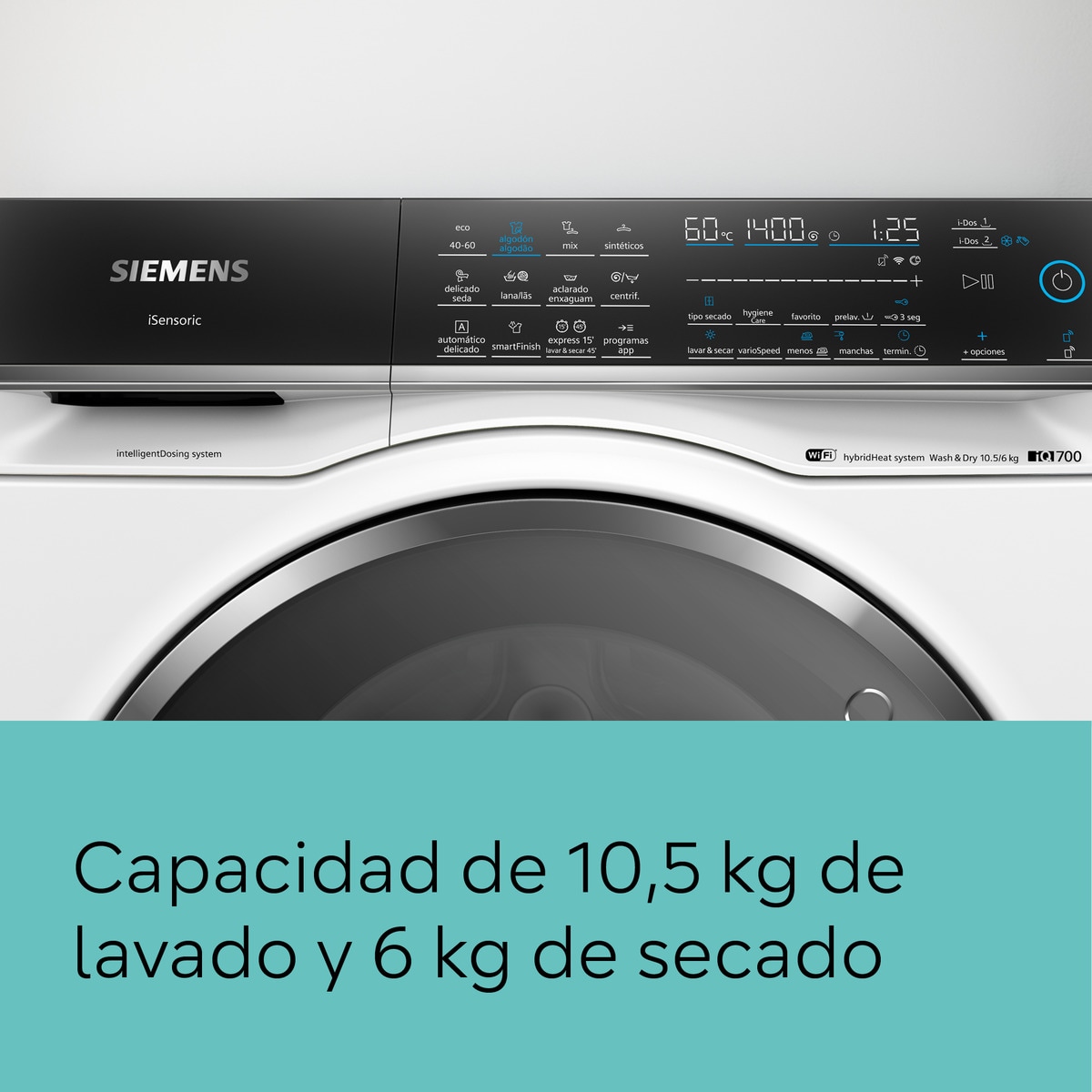 Lavadora secadora Siemens 10,5 kg / 1.400 rpm, i-Dos - WN54C2A0ES Blanco-4