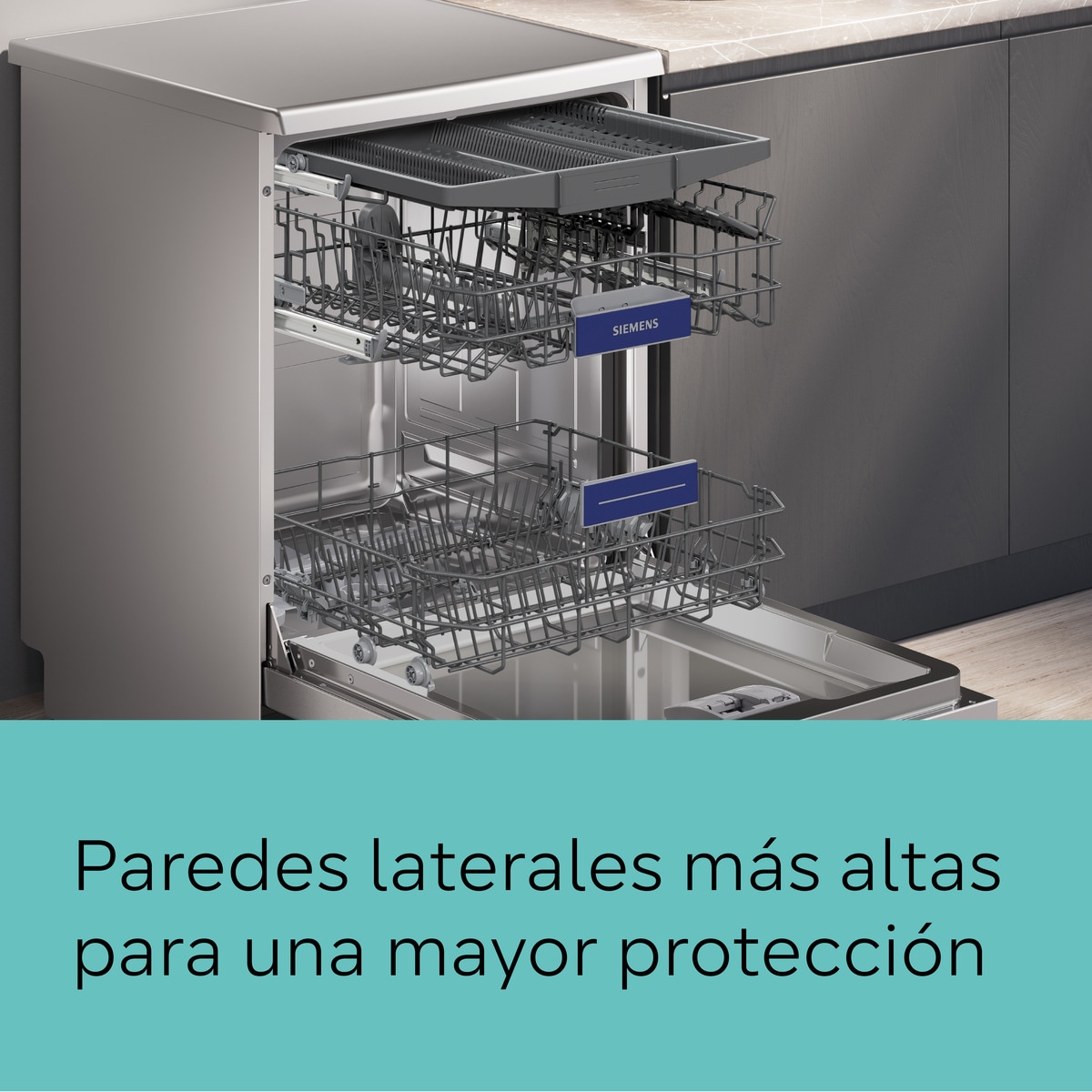 Lavavajillas Siemens 14  servicios, Bandeja Cubiertos para cubiertos, 60 cm - SN23HI02ME Acero Inox-7