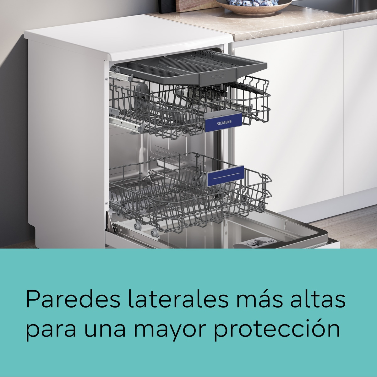 Lavavajillas Siemens 14 servicios, Bandeja Cubiertos para cubiertos , 60 cm - SN23HW02ME Blanco-7