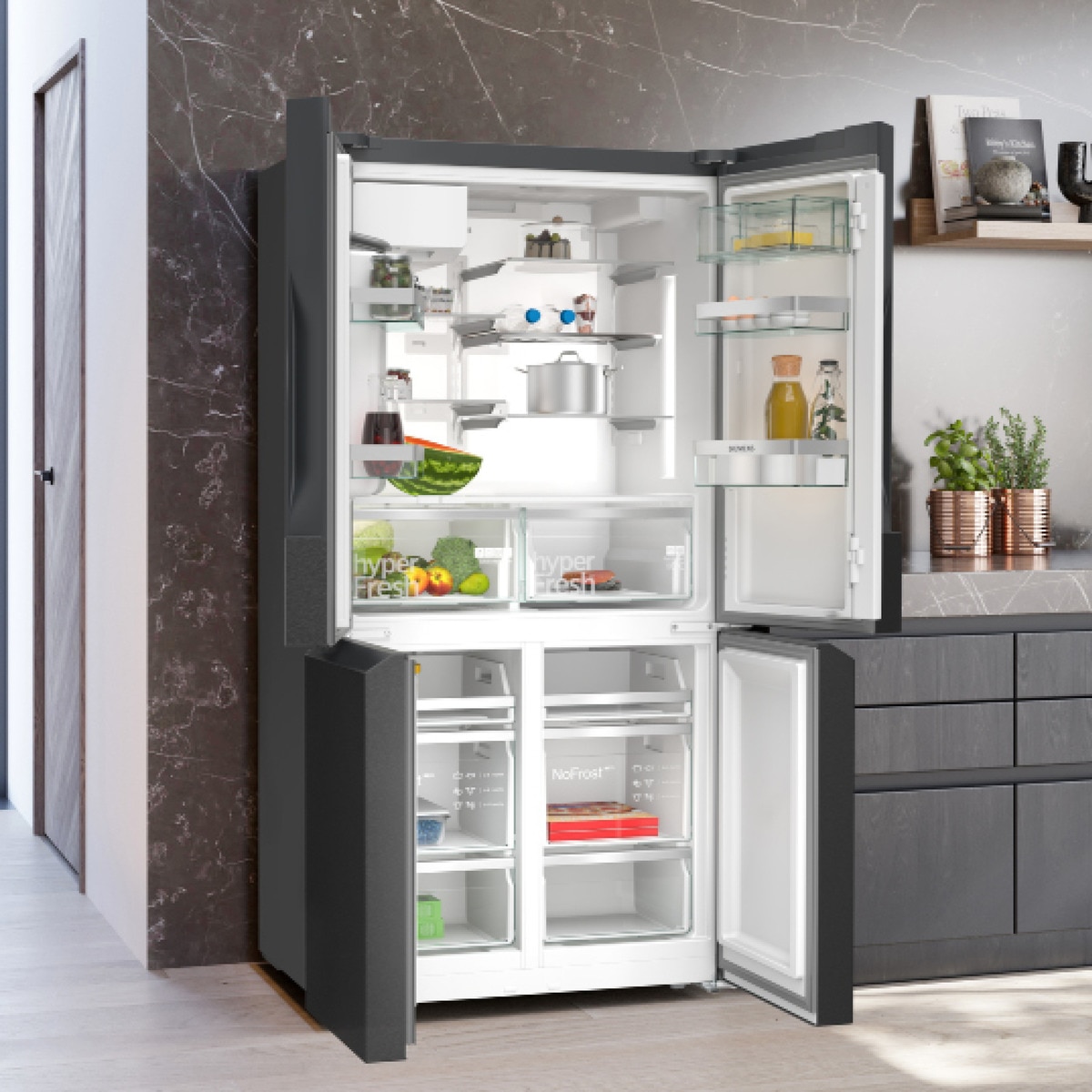 Frigorífico americano Siemens Total No Frost, con dispensador - KF96DPXEA Dark-14