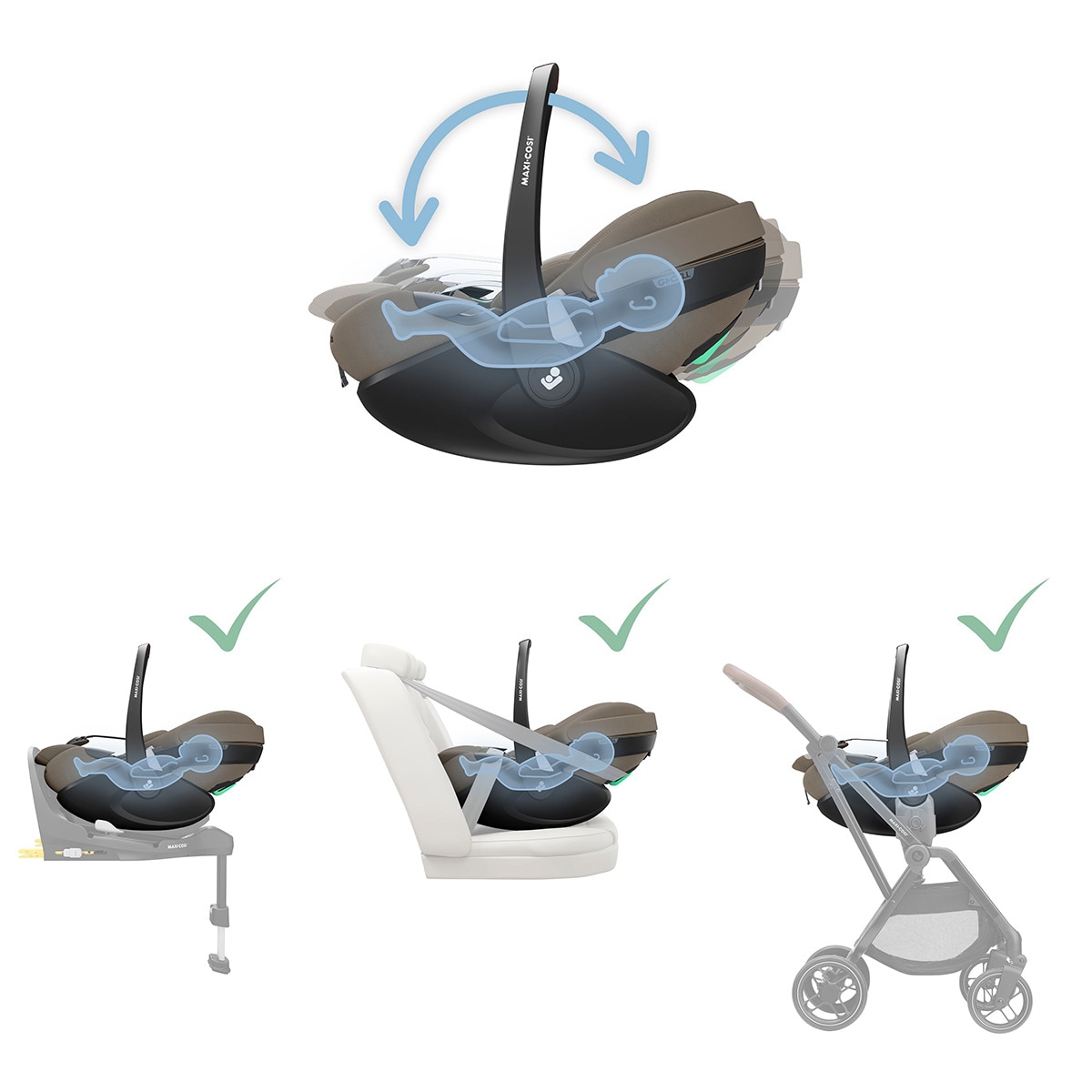 Cadeira Auto Pebble 360º Pro i-Size - 40x83 cm Castanho-29