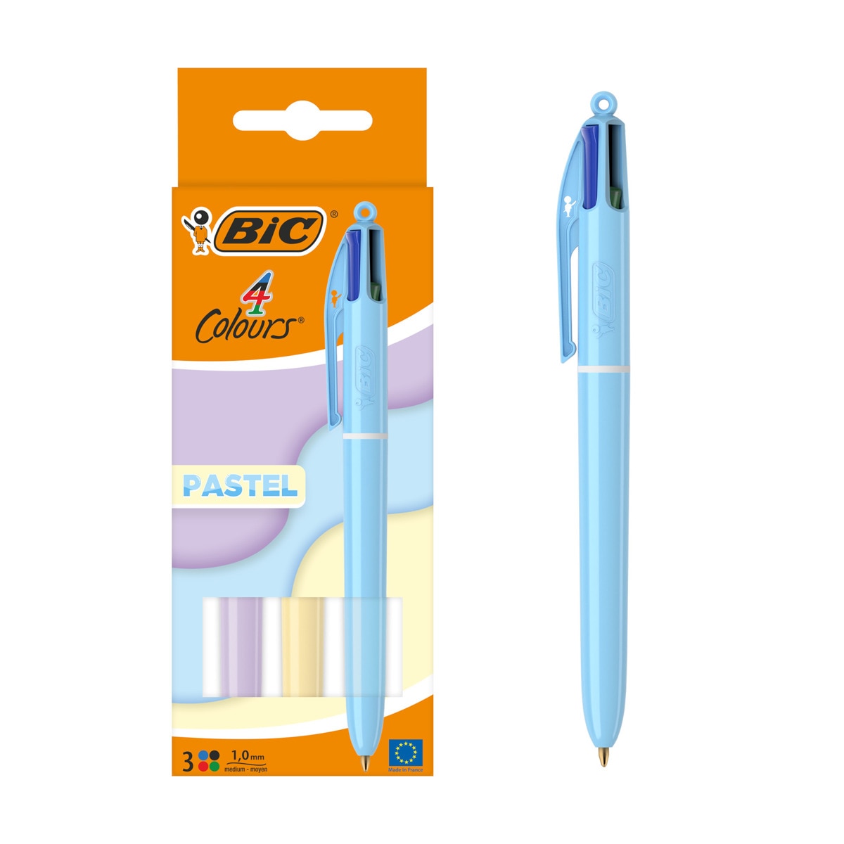 Esferográficas 4 cores pastel BIC 3 unidades 1