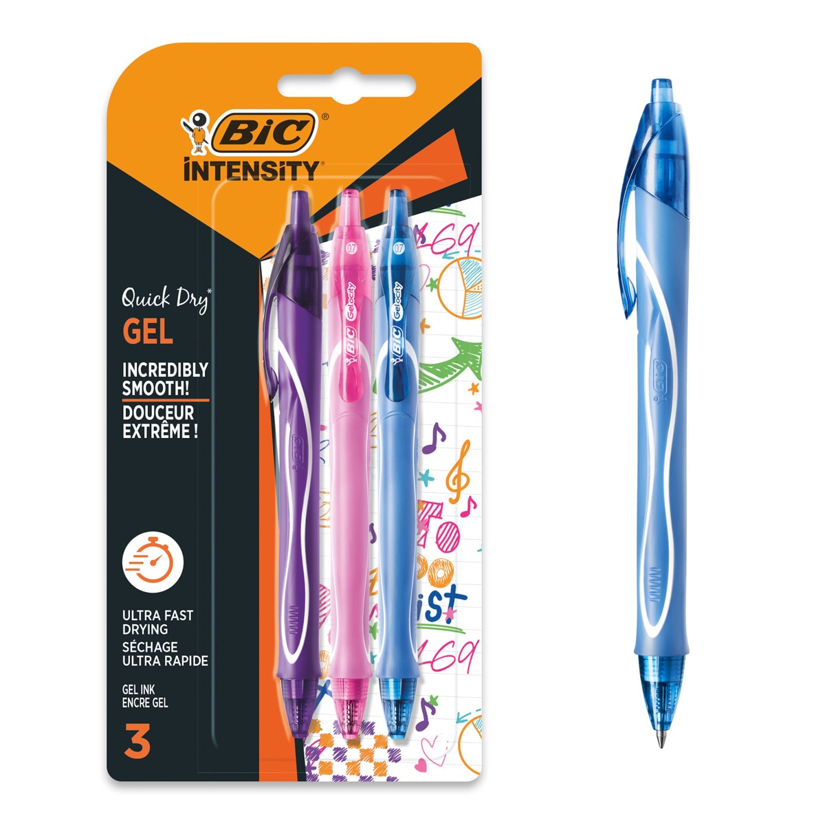Bolígrafo gel Quick Dry BIC 3 unidades 1