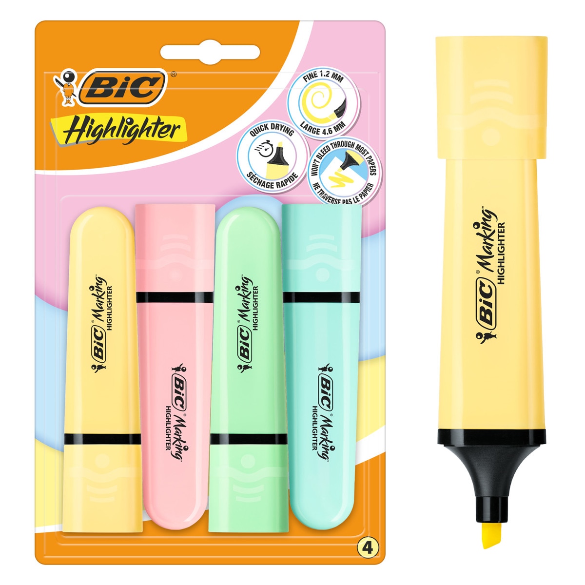 Imagem 0 de Marcadores Fluorescentes pastel Bic 4 unidades