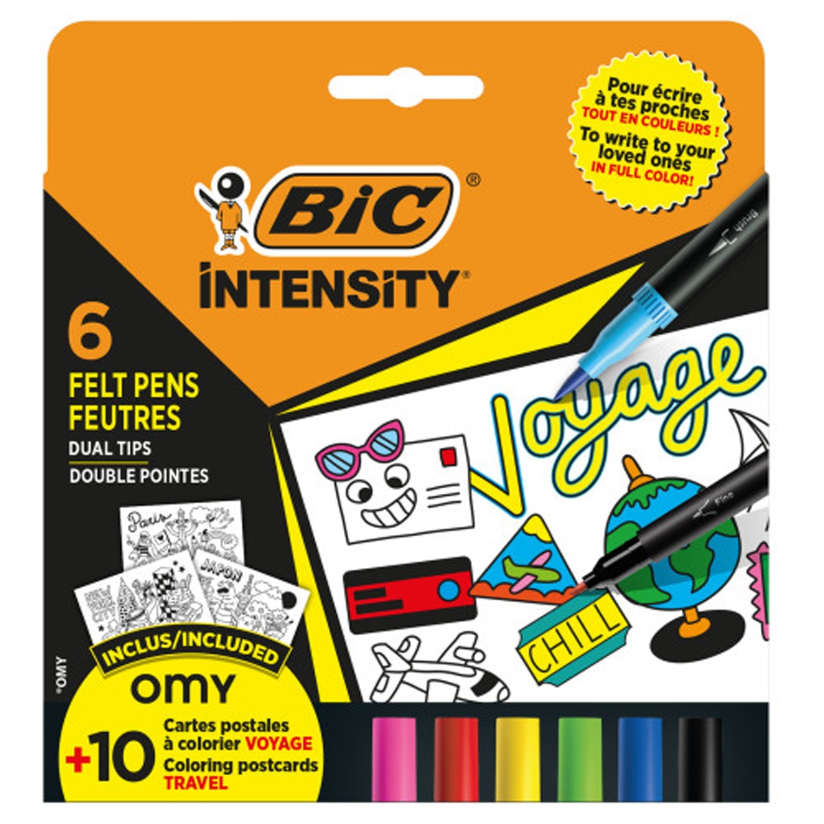 Imagen 0 de Pack regalo Intensity BIC 6 rotuladores + 10 postales