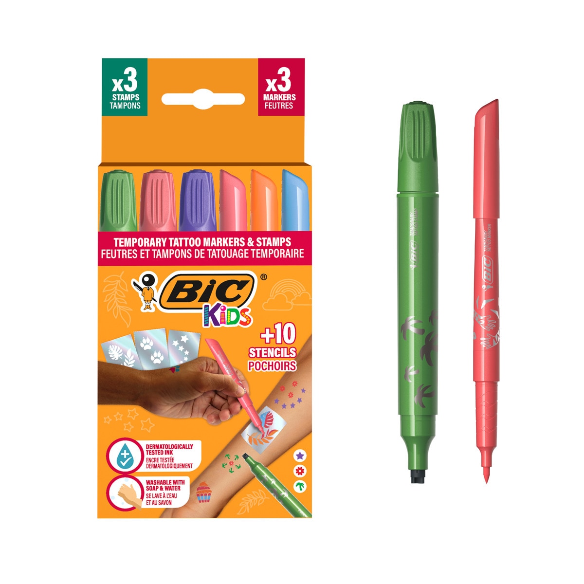 Imagen 0 de Marcadores y sellos Tattoo BIC KIDs con 10 plantillas