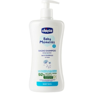 champú y gel de baño infantil Baby Moments con caléndula y glicerina dosificador 500 ml - Chicco