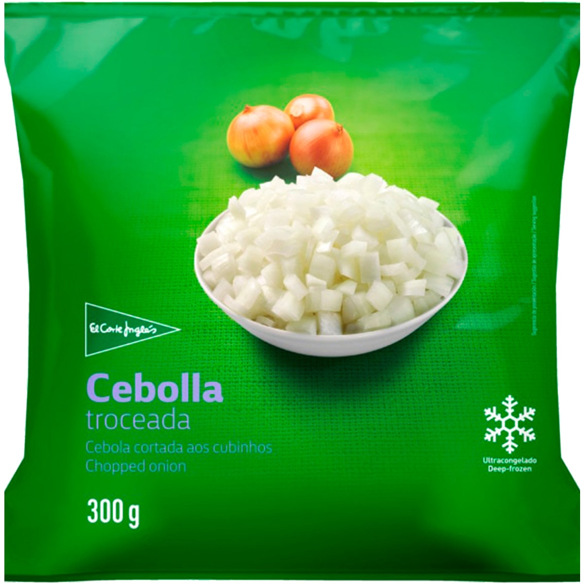 Cebola Cortada aos Cubinhos embalagem 300 g