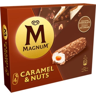Gelado Magnum Nuts de Caramelo Pack 4 unidades embalagem 64 ml - Olá