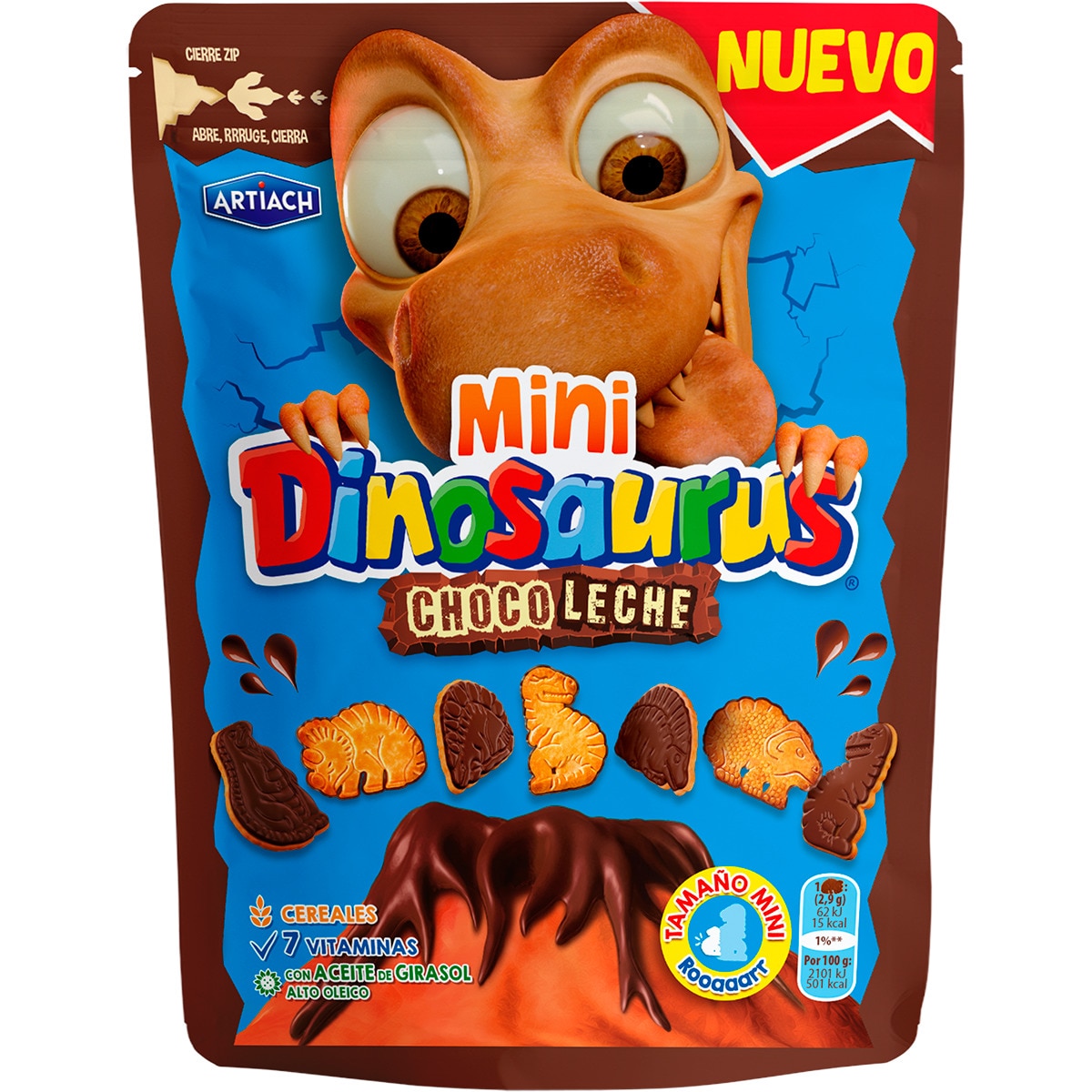 Bolachas Mini Chocolate Dinossauros embalagem 120 g