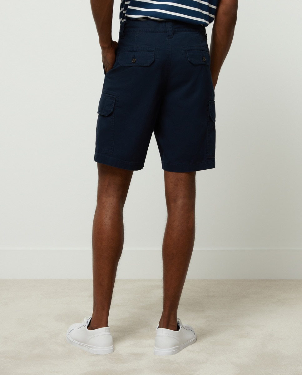 Bermudas Regular com Bolsos Cargo Azul-marinho-3