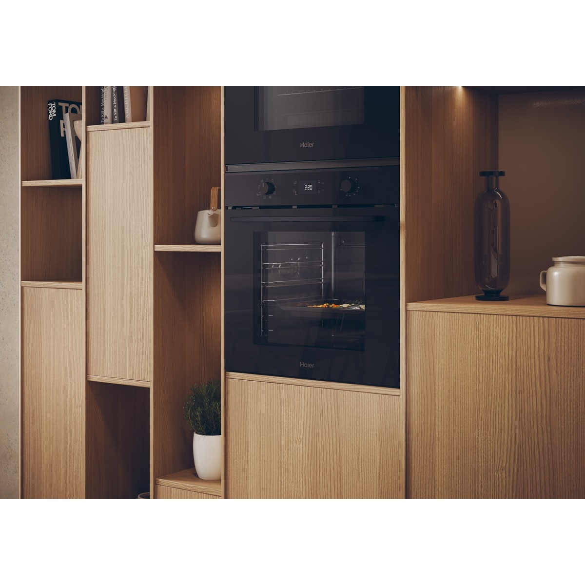 Horno multifunción Haier limpieza hidrolítica y guía telescópica ID Series 2 - H6 ID2P3T1HTB Negro-5