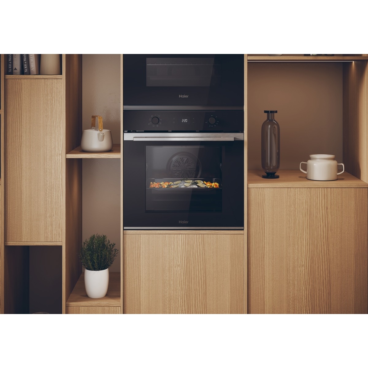 Horno multifunción Haier limpieza hidrolítica y guía telescópica ID Series 2 - H6 ID2P3T1HTX Negro-3