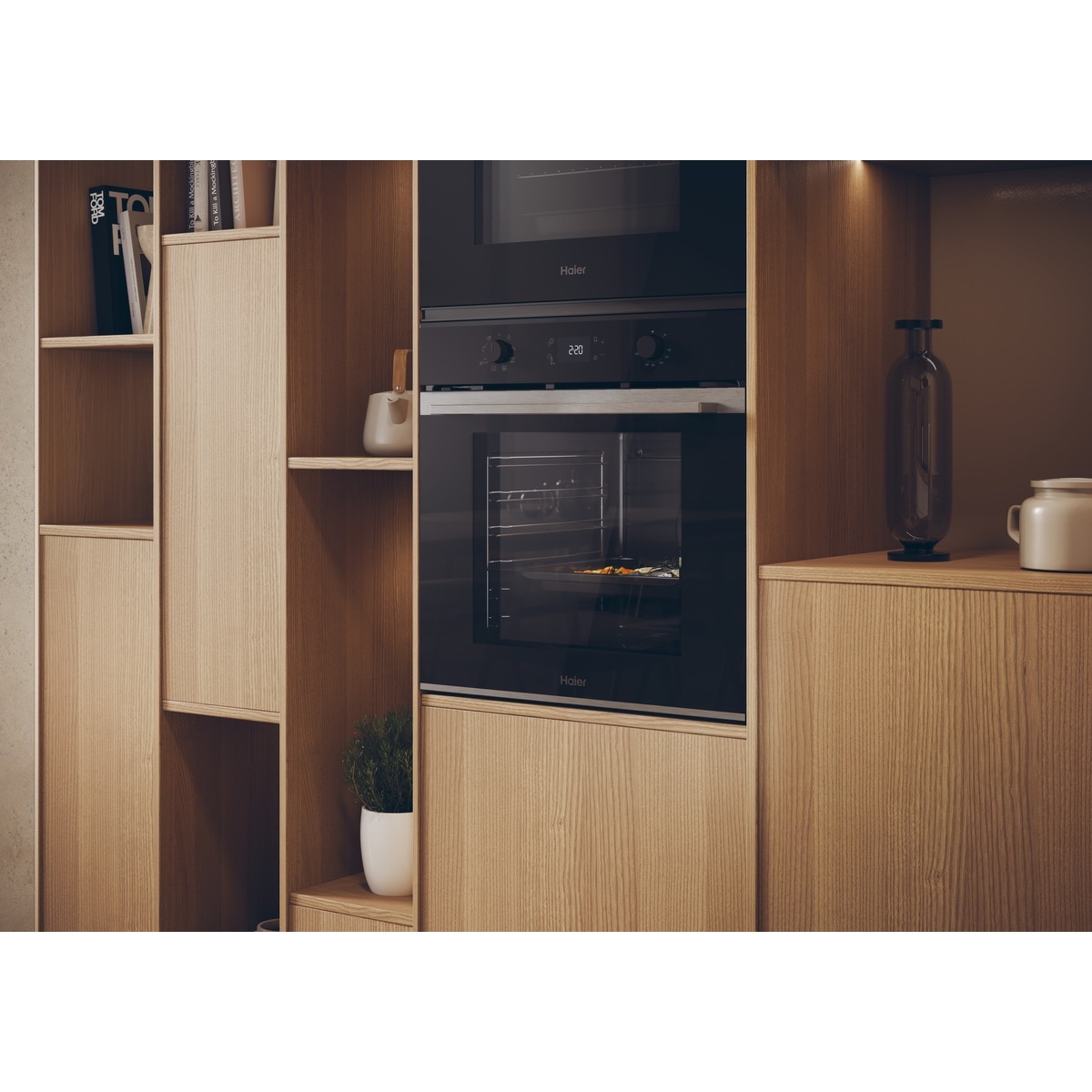 Horno multifunción Haier limpieza hidrolítica y guía telescópica ID Series 2 - H6 ID2P3T1HTX Negro-5