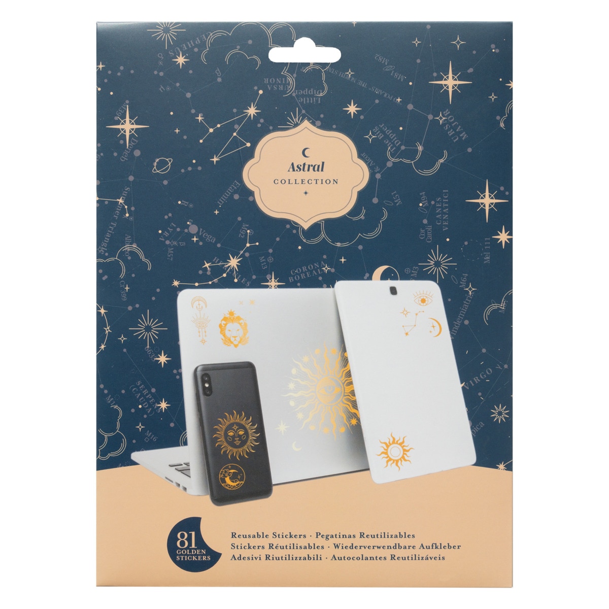Autocolantes reutilizáveis Astral Erik branco Branco / Dourado-2