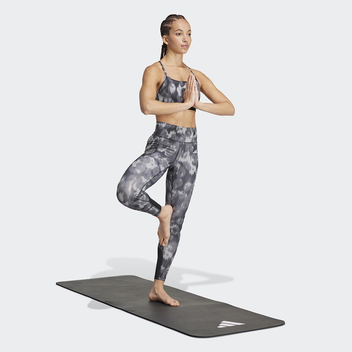 Soutien de Mulher Aeroreact Training Essentials Light-Support Allover Print Flower Cinzento-3
