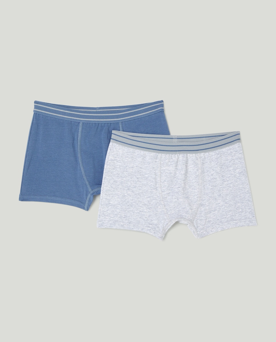 Pack de 2 boxers de niño lisos Azul-1
