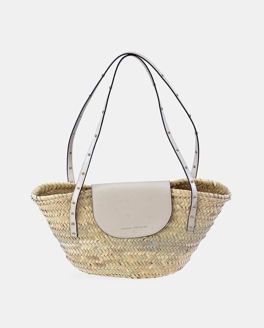 Imagem 0 de Cesta de Palma e Pele com Tachas