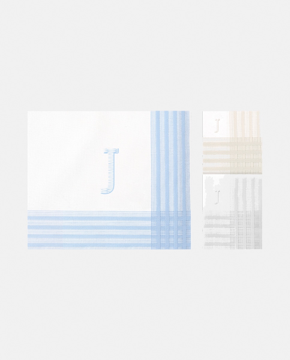 Estojo de 3 Lenços com Inicial e em Algodão J-1