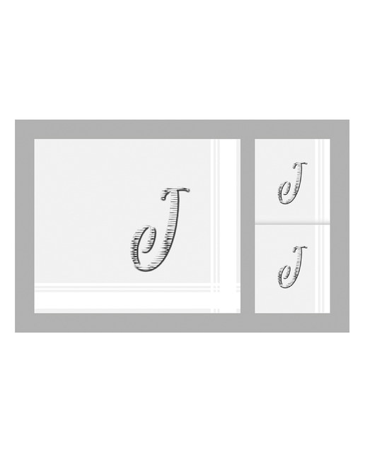 Imagen 0 de Estuche 3 pañuelos de hombre en algodón con inicial