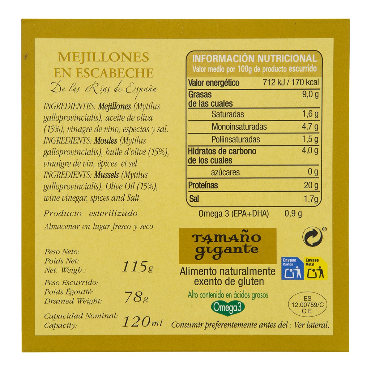 Mejillones de la rías gallegas en escabeche gigantes 6-8 piezas Ramón Franco 3