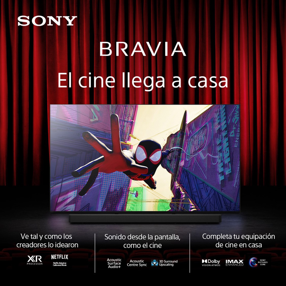TV 65" Sony BRAVIA 7 65XR70 Mini LED, 4K HDR, Google TV, Smart TV, Funciones para PS5, IMAX Enhanced, Dolby Vision Atmos, Chromecast, AirPlay 2