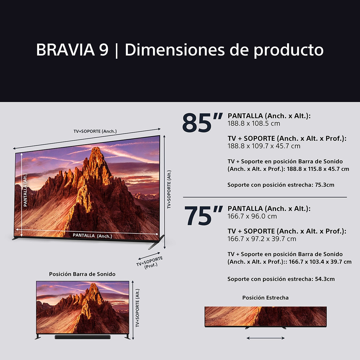 TV 85" Sony BRAVIA 9 85XR90 Mini LED, 4K HDR, Google TV, Smart TV, Funciones para PS5, IMAX Enhanced, Dolby Vision Atmos, Chromecast, AirPlay 9