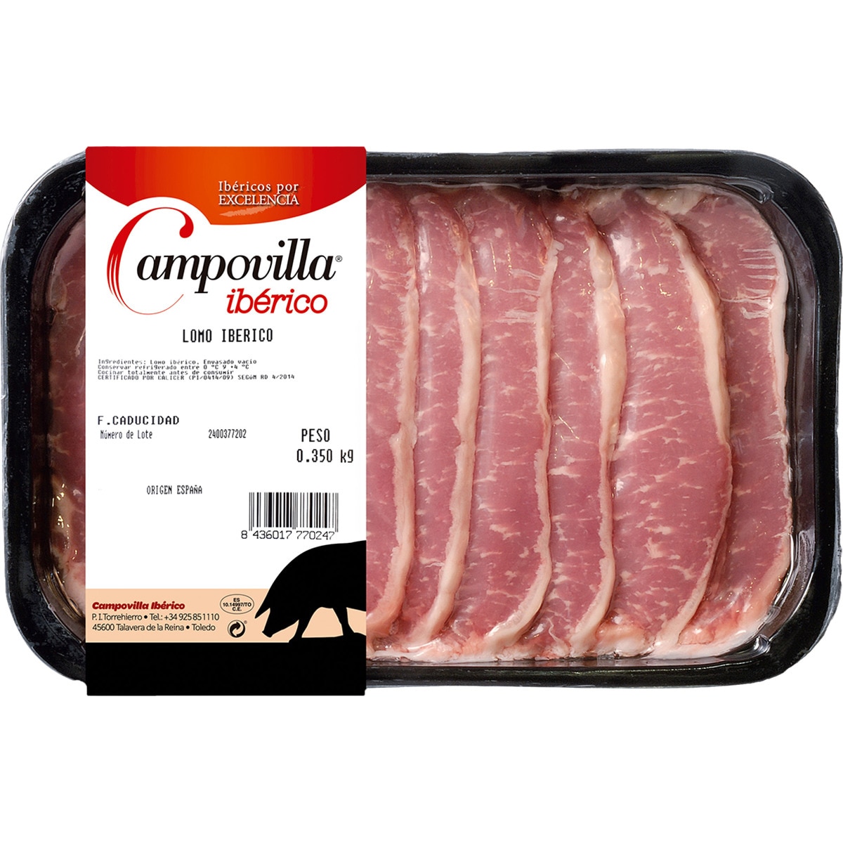filetes de lomo fresco de cerdo ibérico bandeja 350 g