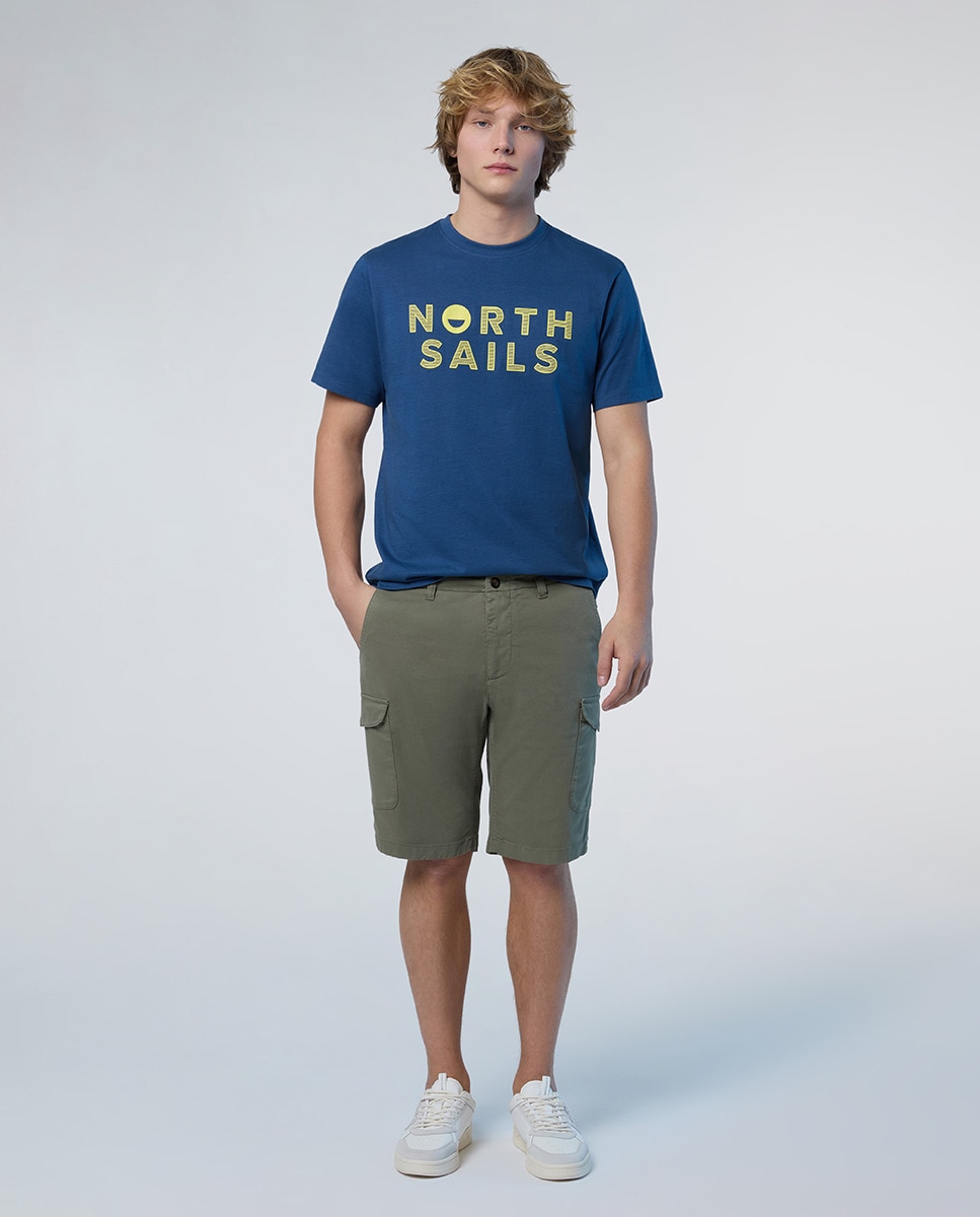 Bermudas Cargo de Gabardine Stretch Verde-militar-1