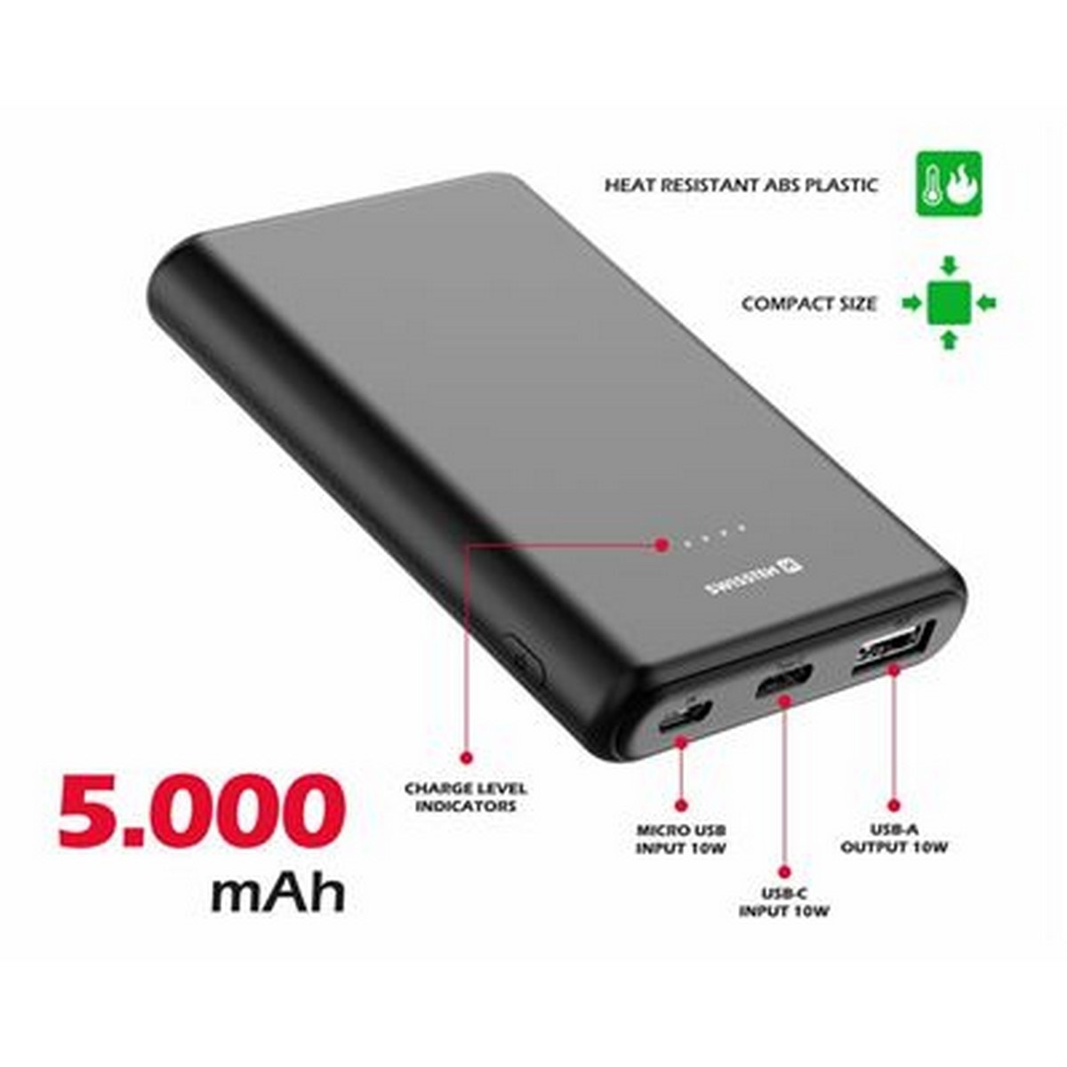 Powerbank Swissten MINISW5K, 5000 mAh - Preto 2