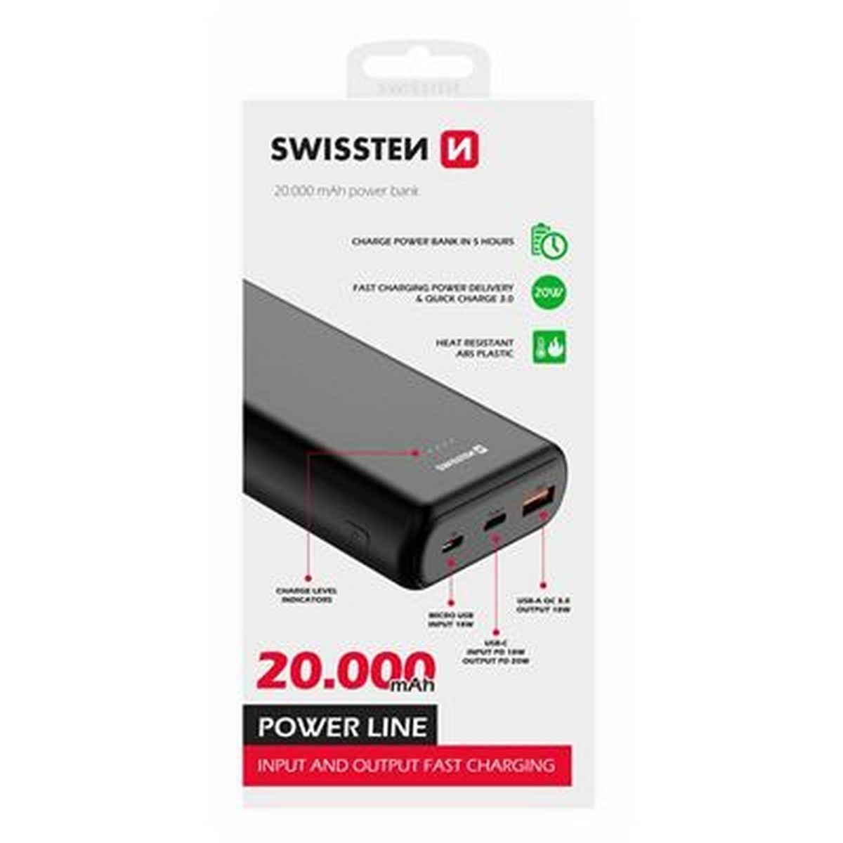 Powerbank Swissten SW20K20WBK, 20000 mAh - Preto 4